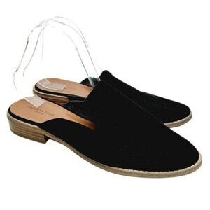 AEO American Eagle Flat slip-on Shoes Mules Black Faux Suede Sz 9